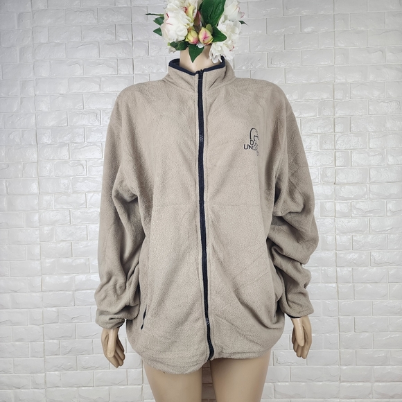 duck unlimited beige full zip fleece sweater - Picture 2 of 9